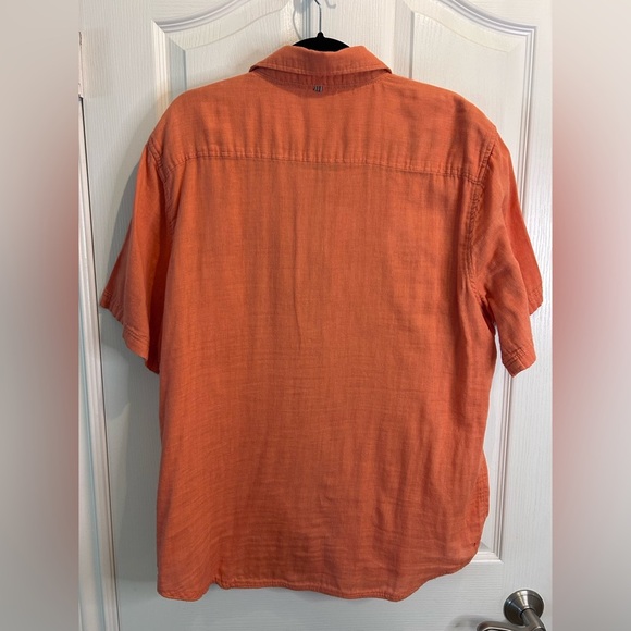 🔥”Margaritaville” Men’s Orange Casual Button Down Short Sleeved Shirt w/ Pockets - Picture 3 of 11